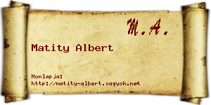 Matity Albert névjegykártya